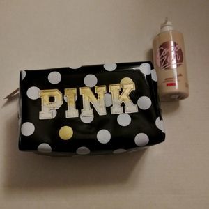 Pink bag and lotion.